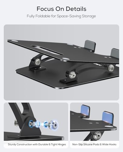 Nulaxy C1 Adjustable Laptop Stand — Dual-Shaft Riser for Eye-Level Posture — view 6