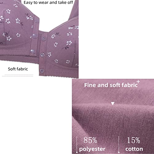 Yumhop Charm Daisy Bras Front Snaps,Women's Wire-Free Front Button Closure Bra Comfortable Easy Close Sports Bras,Women's Daisy Bra (46/105, Black) #TOP5