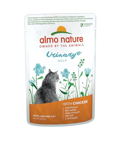Almo Nature Functional Urinary Help - Nassfutter für ausgewachsene Katzen mit Huhn - Unterstützung für die Gesundheit der Harnwege - 30 Beutel à 70g