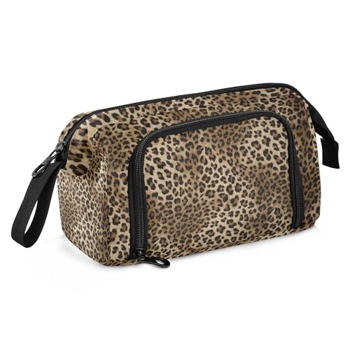 Image of Fisyme Leopard Print Pencil Case Large Capacity Pencil Pouch Pen Bags Box Big Makeup Pencil Case Organizer