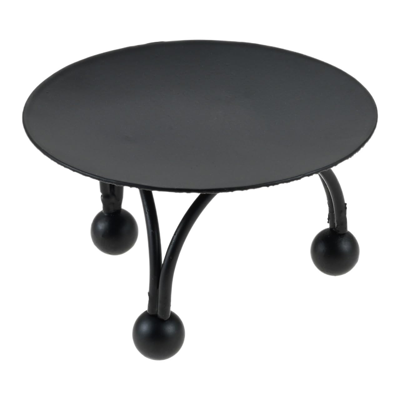 Iron Candle Holders 3pcs Pillar Candle Holder Round Iron Plate Candlestick Tripod Stand Decorating Wedding Festival Party(Black)