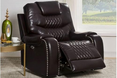 Image of Torque Mikkel 1 Seater Recliner Chairs for Home Office-Dark Brown | Leatherette Recliner Sofa 1 Seater | Manual Relaxing Single Chair for Adults -1 Year Warranty