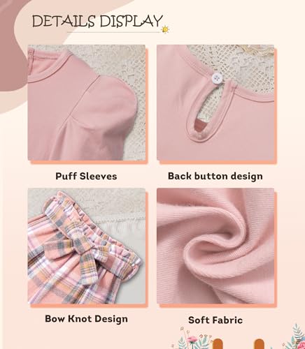 Image of MIGU Toddler Girl Clothes,Girls Fashion Clothes Puff Sleeves Shirt Pants Headband 3Pcs Girls Gifts Sets