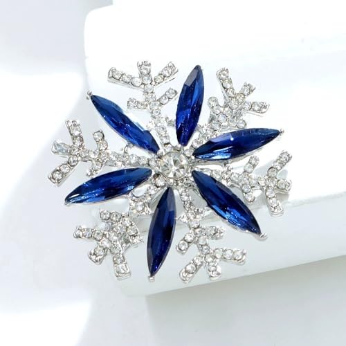 Image of Christmas Brooch Pins Crystal Christmas Tree Snowflake Jingle Bell Reindeer Enamel Brooches Holiday Party Gift for Women