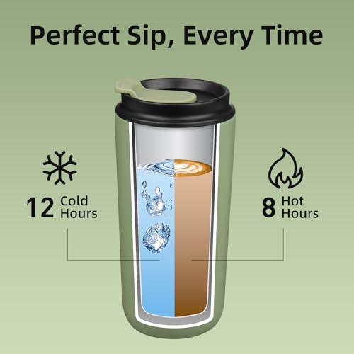 Image of BJPKPK 16oz Insulated Travel Coffee Mug, Stainless Steel Tumbler