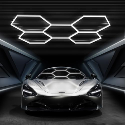 FERUERW Hexagon Garage Lights, High Brightness 168W 6500K 18480Lumens Honeycomb Hexagon Led Garage...