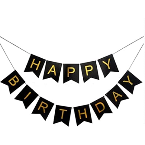 2 Pcs Happy Birthday Banner Black Banners Garlands Letters Party Decorations Birthday Swallowtail Flags Birthday Bunting Banners for Birthday Party Decorations Cover