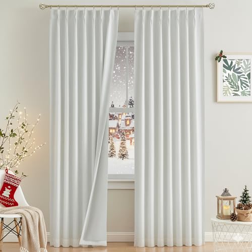 Vision Home White Pinch Pleated Full Blackout Curtains...