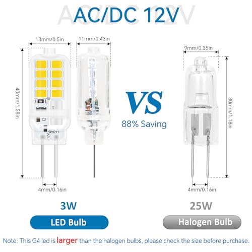 SCNNC G4 Bi Pin LED Bulb 3W 12V, 16xSMD 300LM Natural White 4000K, Not Dimmable, 25W Halogen Equivalent - Image 3