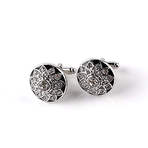 Set de Mancuernillas Daesar para Hombre diseño Flor Plata miniatura 4