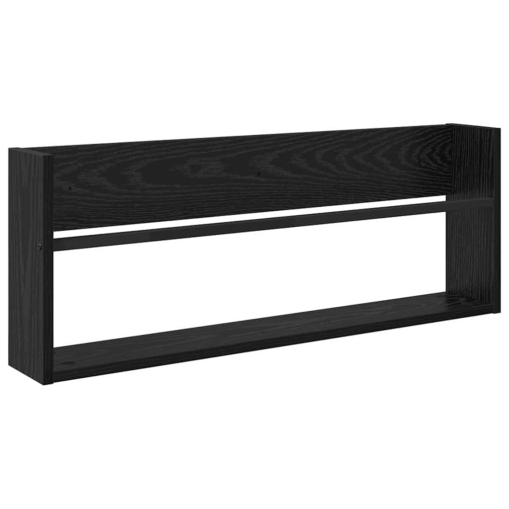 Wandmontiertes Zeitschriftenregal Schwarz Eichen-Optik 80 x 12 x 30 cm | Holzwerkstoff, Platzsparend, Pflegeleichte Oberfläche, Vielseitig für Büro und Wohnzimmer
