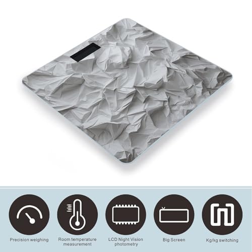 Báscula digital para baño estilo papel arrugado miniatura 3
