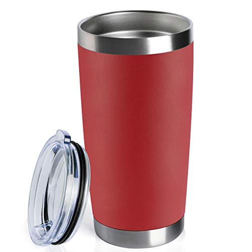 TDYDDYU 1 pack 20 OZ Double Wall Stainless Steel Vacuum Insulated Tumbler Coffee Travel Mug With Lid Durable Powder Coated Insulated Coffee Cup for Cold Hot Drinks Red 1 pack