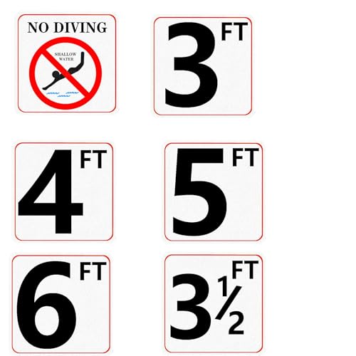 6 Pieces Swimming No Diving Shallow Water Pool Warning Stickers