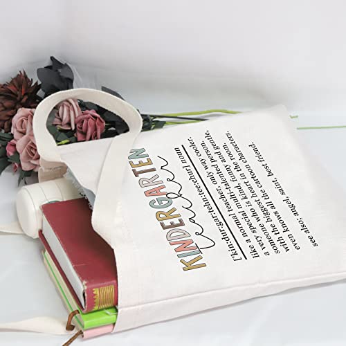 POFULL Kindergarten Teacher Tote Bag Kindergarten Teacher Definition Gift Teacher Appreciation Gifts3