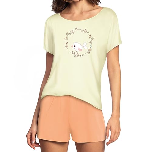 Conjunto Pijama Curto Lupo Estampa Canarinho Feminino | Palha | GG