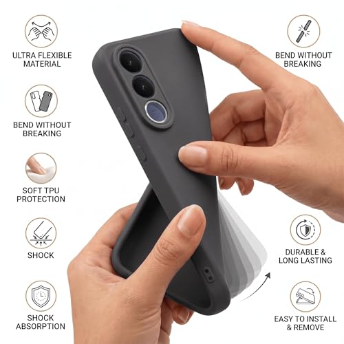 Image of FIRST MART Matte Silicone Back Cover for Vivo V70 FE - Black