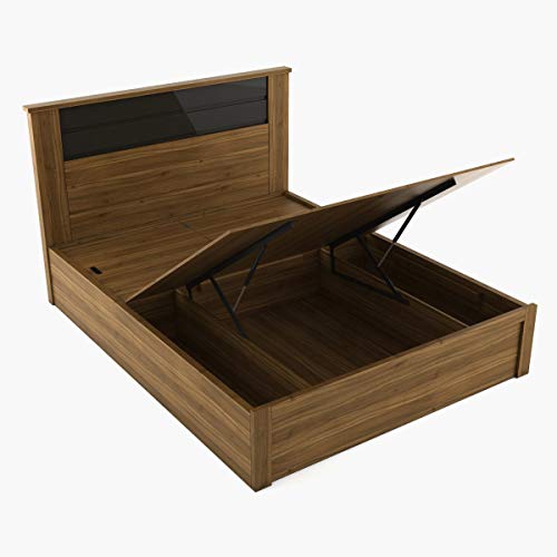 Image of Home Centre | Quadro Cosco King Size Bed with Hydraulic Storage | Engineered Wood | Brown | 1 Year Warranty