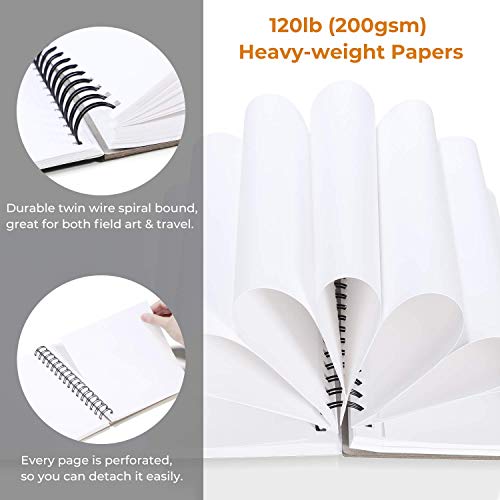 Mix Media Pad, Ohuhu 8.9"×8.3" Mixed Media Art Sketchbook, 120 LB/200 GSM Heavyweight Papers 62 Sheets/124 Pages, Spiral Bound Mixed Media Paper Pad for Acrylic, Watercolor, Pen and Pencil Painting