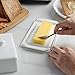 DOWAN Butter Dish With Knife, Ceramic Butter Dishes with Covers and Measurements, Dishwasher & Microwave Safe Large Butter Dish Perfect for 2 Sticks of West or East Coast Butter