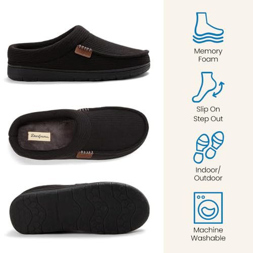 Image of Dearfoams Men's Brendan Indoor /Outdoor Breathable Memory Foam Clog House Shoe with Wide Widths Slipper