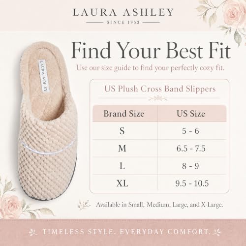 Image of Laura Ashley Women's Spa Slip-On Rugged Scuff Slipper, Non-Slip House Slippers with Cushioned Insole for Ladies