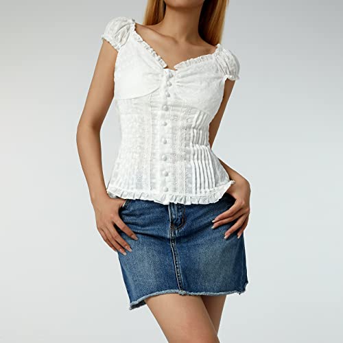 Mxiqqpltky Y2K Fairy Grunge Crop Top for Women Short Sleeve Lace Patchwork T-Shirt Aesthetic Slim Fit Cute Babydoll Top Tees3