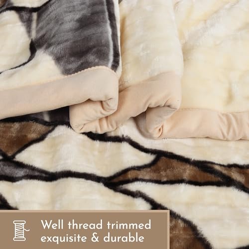 Image of Signature Aadhira Luxuriously Super Soft Double Ply Faux Mink Blanket - Heavyweight 4.5kg for Ultimate Winter Warmth 220x240CM 4.5Kg (Modern Mosaic)