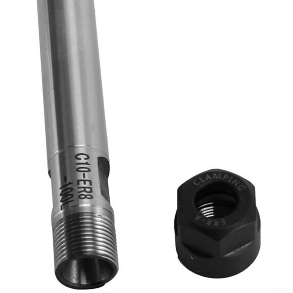 1 mandrino a gambo dritto + 7 mandrini a pinza, C10 Er8A 100L supporto mandrino pinza e set pinza Er8 per alesatura, fresatura, foratura maschiatura