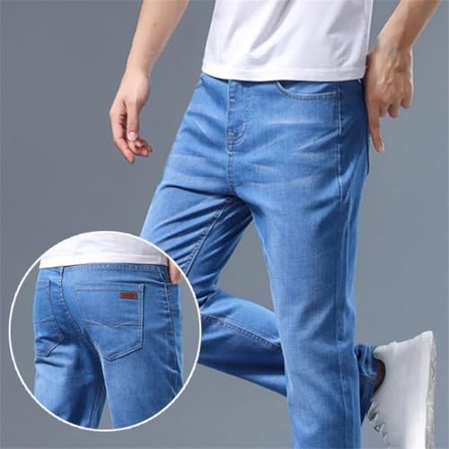 Men's Summer Loose Straight Casual Pants Elastic Waist Versatile Classic Fashion Denim Jeans2