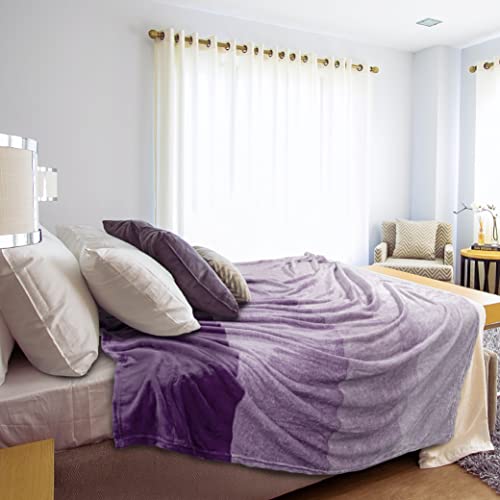 Pavilia Flannel Fleece Ombre Throw Blanket For Couch | Soft Cozy Microfiber Couch Gradient Accent Blanket | Warm Lightweight Blanket For Sofa Chair Bed | All Season 50X60 Inches Purple Lavender #TOP5