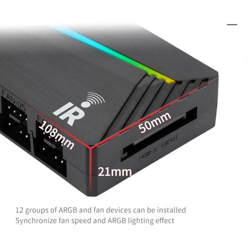 Image of Thermalright ARGB and Fan HUB X12 IR Black Hub Controller Support 12 Groups of CPU Fans,3Pin PC ARGB Controller and 4Pin PWM Fan,SATA Power Cord Direct Input(12V 4pin RGB is Not Supported)