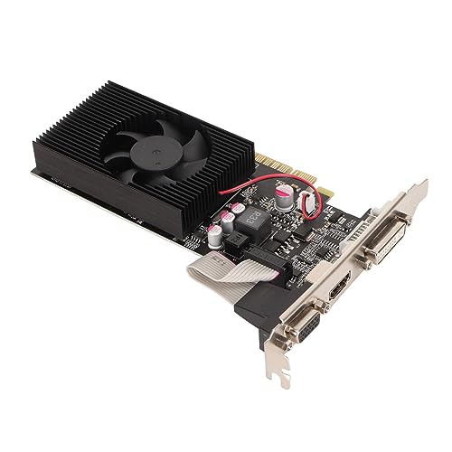 Gráfico BURANT 4 GB 128 Bits GPU de perfil bajo para M ITX -chassis, Ventilador de enfriamiento silencioso para la tarjeta gráfica de juegos, todos los sólidos para informática (GT730 4 GB GDDR3)