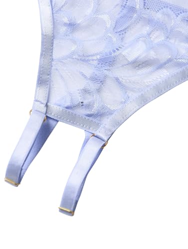 Image of Lilosy Sexy Underwire Floral Lace Sheer Lingerie Set for Women See Through Bra and Panty 2 Piece