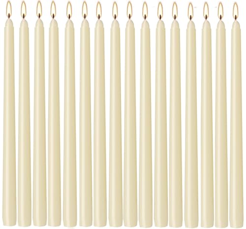 WPONSZU 16 Pack Ivory Taper Candles, 7-8 Hours Burn Time, Unscented, Smokeless and Dripless, 4/5 x...