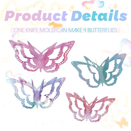 Mezrkuwr 4 Stück 3D-Schmetterling-Metall-Stanzformen, Frühlingsblumen-Schmetterlingsrahmen, Schablonen, DIY, dekoratives Prägen, Scrapbooking, Kartenherstellung