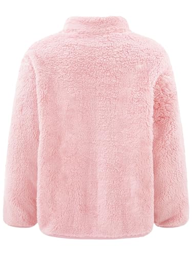 Girls Faux Fur Fleece Jacket Coats Long Sleeve Stand Collar Lightweight Blazer with Pockets Winter Casual Outwear4