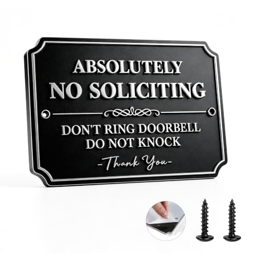 Image of Brass No Soliciting Sign for House Front Door, Vintage No Solicitors