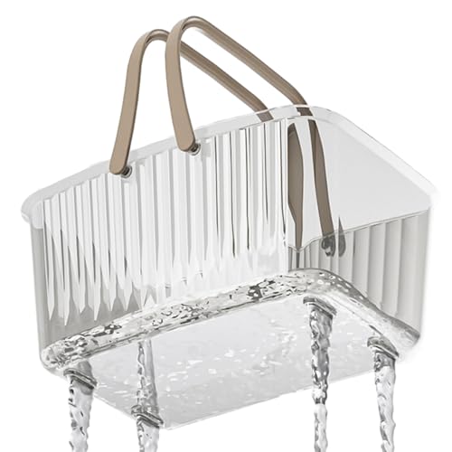 BITTU Cesta de baño, cesta de inodoro, cestas de almacenamiento portátiles, cestas de spa transparentes, cesta de suministros de limpieza de baño, almacenamiento organizado para dormitorio