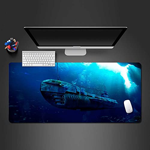 Tapis de souris gaming XXL bleu motif sous-marin avec surface de précision