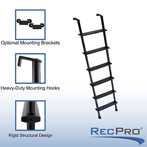 Recpro Rv Bunk Ladder 60" | Black Or Silver Color Options | Optional Mounting Brackets | Aluminum (Black, With Mounting Brackets) | Made In Usa #TOP6