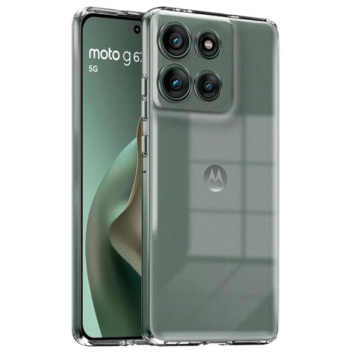Image of Amazon Brand - Solimo Mobile Cover for Motorola Moto G67 Power 5G / G57 Power 5G (Soft & Shockproof Back Case with inbuilt Cushioned Edges), Clear