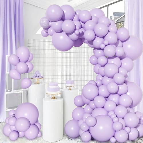 Image of Ouddy Party 129Pcs Pastel Purple Balloons Arch Garland Kit 18 12 10 5Inch