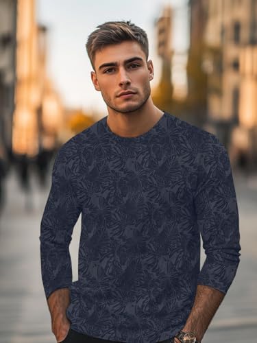 Image of Urbano Fashion Men's Printed Full Sleeve Slim Fit Cotton T-Shirt