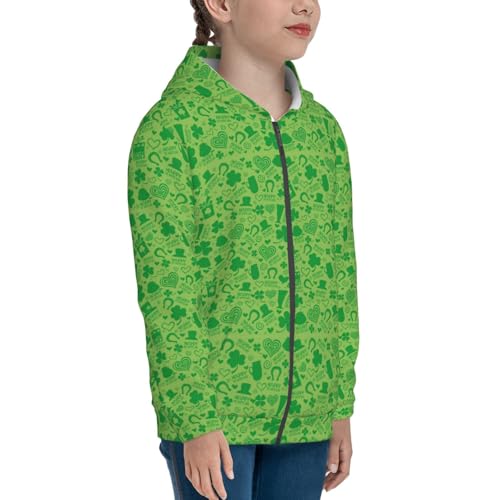 St Patrick's Day Kid Hoodies Boys Zip Up Sweatshirts Girls Pullover with Pocket4