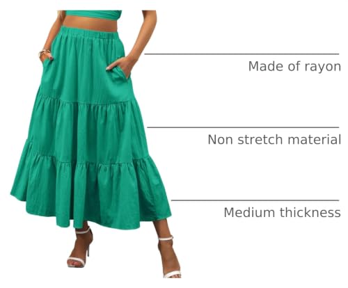 Image of ANRABESS Women's Summer Boho Flowy Swing Tiered A-Line Maxi Skirt 2026 Fashion Trendy Elastic Waist Pleated Long Beach Dress