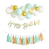 Hanamei 誕生日 飾り付けセット バースデーデコレーションセット 女の子 男の子 大人 パーティー 100days Half Birthday 【フェアリーグリーン Happy Birthday】