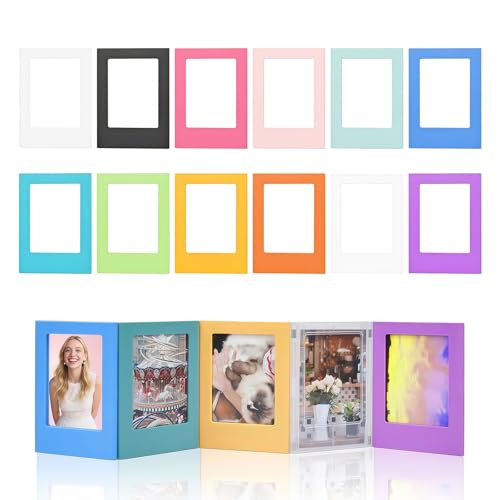 Xanthelle Marcos de Fotos Magnéticos, 12 Piezas Pequeños Marcos de Fotos Magnéticos, Marcos de Fotos Autoadhesivos, Marcos para Refrigerador, Escuela y Oficina