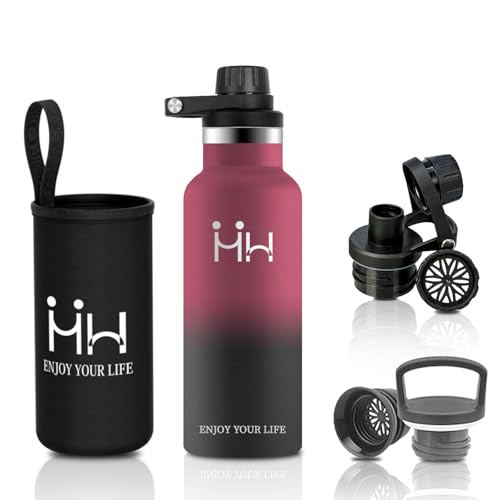 HoneyHolly 水筒 500ml 保冷 保温 真空断熱 ステンレスボトル 漏れ防止 二重壁設計 結露防止 炭酸対応 直飲み 高密封性 滑り止め塗装 軽量 持ち運び便利 布袋付き 洗いやすい BPAフリー 二種類の蓋付き 通勤向け 職場 部活 高校生大