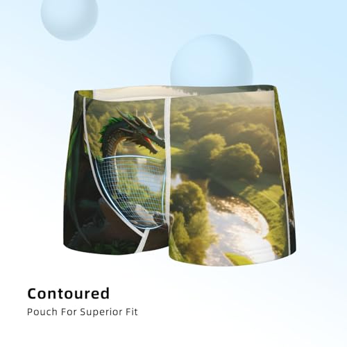 Boys' Cotton Boxer Brief Soft Underwear-Deep Forest Stone Green Dragon4